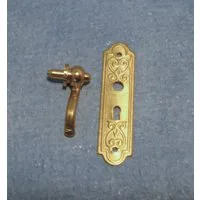 Brass Handle and Plate Set For Doors for 12th Scale Dolls House