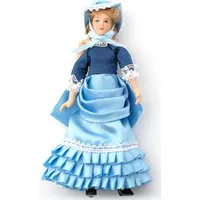 Estella in Light Blue Dress Porcelain Poseable Doll for 12th Scale Dolls House