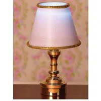 Brass Effect Table Lamp with Classic White Shade for 12th Scale Dolls House