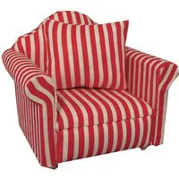 Red Striped Arm Chair for 12th Scale Dolls House