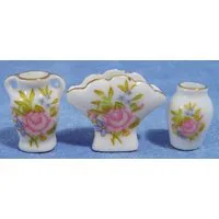 Pink Floral Vase Set of 3 for 12th Scale Dolls House