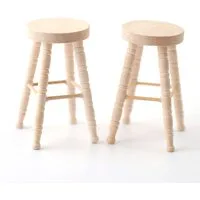 Bare Wood Bar Stool x 2 for 12th Scale Dolls House