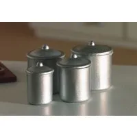 Set of 4 Silver Food Canisters for 12th Scale Dolls House