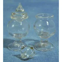 Glass Sweet Jar and Lid x 2 for 12th Scale Dolls House