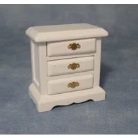 White Bedside Drawers for 12th Scale Dolls House