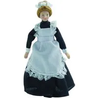 Porcelain Maid In Black Dress for 12th Scale Dolls House