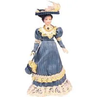 Porcelain Victorian Lady in Blue Dress for 12th Scale Dolls House