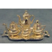 Silver Painted Tea Set for 12th Scale Dolls House