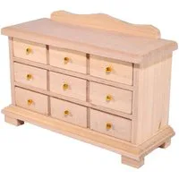 Bare Wood 9 Drawer Sideboard for 12th Scale Dolls House