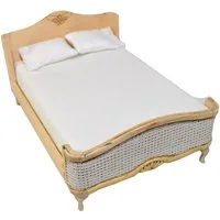 Bare Wood French Style Double Bed for 12th Scale Dolls House