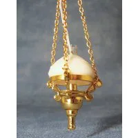 3V LED Hanging Oil Lamp Gold for 12th Scale Dolls House