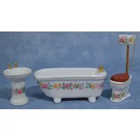 Floral Bathroom Set for 12th Scale Dolls House