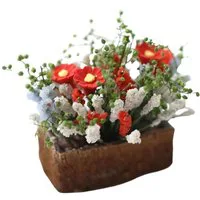 Assorted Flowers in Trough for 12th Scale Dolls House