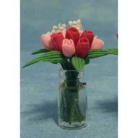 Tulips in Glass Vase for 12th Scale Dolls House