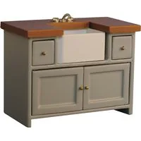 Grey/ Pine Shaker Style Sink Unit for 12th Scale Dolls House