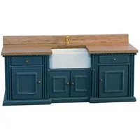 Blue/ Pine Smallbone Sink Unit with Belfast Sink for 12th Scale Dolls House