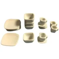 White Square Crockery (16pcs) for 12th Scale Dolls House