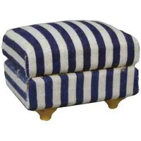 Blue Stripe Footstool for 12th Scale Dolls House