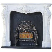 White Rococo-style Fireplace for 12th Scale Dolls House