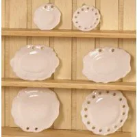 6 x Pretty White Plates for 12th Scale Dolls House