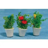 Pots of Flowers x 3 for 12th Scale Dolls House