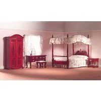 Traditional Bedroom Set with Four-Poster Bed Mahogany for 12th Scale Dolls House