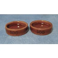 Miniature Two Stone Dog Bowls for 12th Scale Dolls House