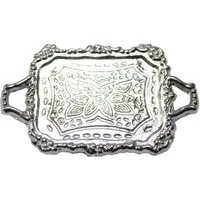 Engraved Silver Effect Tray for 12th Scale Dolls House