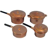 Copper Saucepans x 4 for 12th Scale Dolls House