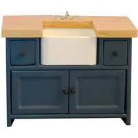 Shaker Style Blue Pine Sink Unit for 12th Scale Dolls House