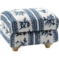 Blue Patterned Foot Stool for 12th Scale Dolls House