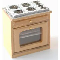 Modern Pine Kitchen Oven Unit with Worktop for 12th Scale Dolls House