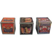 Pack 3 Metal Biscuit Tins for 12th Scale Dolls House