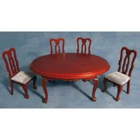 Oval Dining Table and 4 Chairs for 12th Scale Dolls House