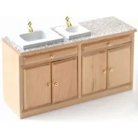 Modern Pine Kitchen Sink Unit with Worktop for 12th Scale Dolls House