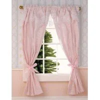 Pale Pink Curtains on Rail for 12th Scale Dolls House