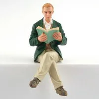 Man Sitting Reading a Book Figure for 12th Scale Dolls House