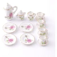 Pink Rose Coffee Set for 12th Scale Dolls House