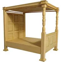 Bare Wood Four Poster Bed for 12th Scale Dolls House