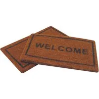 Welcome Mat and Plain Coir Style Doormat for 12th Scale Dolls House