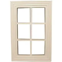 6 Pane White Painted Wooden Window for 12th Scale Dolls House