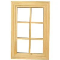 6 Pane Unpainted Wooden Window for 12th Scale Dolls House