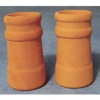 2 x Terracotta Chimney Pots for 12th Scale Dolls House