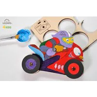 UGears 3D Colouring Motorcyclist Wooden Model Kit