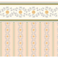 Soft Peach Posy Wallpaper for 12th Scale Dolls House