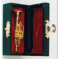 Brass Cornet with Black Case for 12th Scale Dolls House