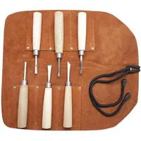 Beber 6 Piece Mini Carving Set in Leather Tool Roll