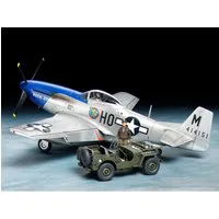 Tamiya 1/48 Scale US NA P-51D Mustang with 1/4 Ton 4X4 Light Vehicle Model Kit