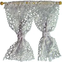 White Net Curtains and Pole for 12th Scale Dolls House