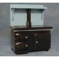 Solid Fuel Style Stove Black and Blue for 12th Scale Dolls House